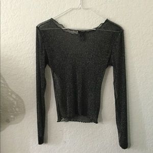 see through black glitter long sleeve